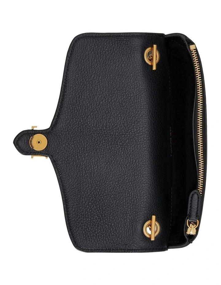 Pebbled Leather Bradley Crossbody Wallet in Black image 3