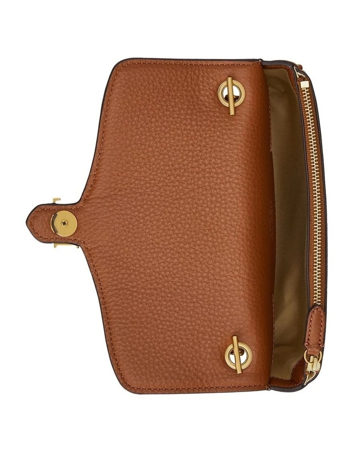 Pebbled Leather Bradley Crossbody Wallet in Brown image 3