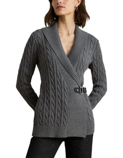 Buckle-Trim Cotton Sweater