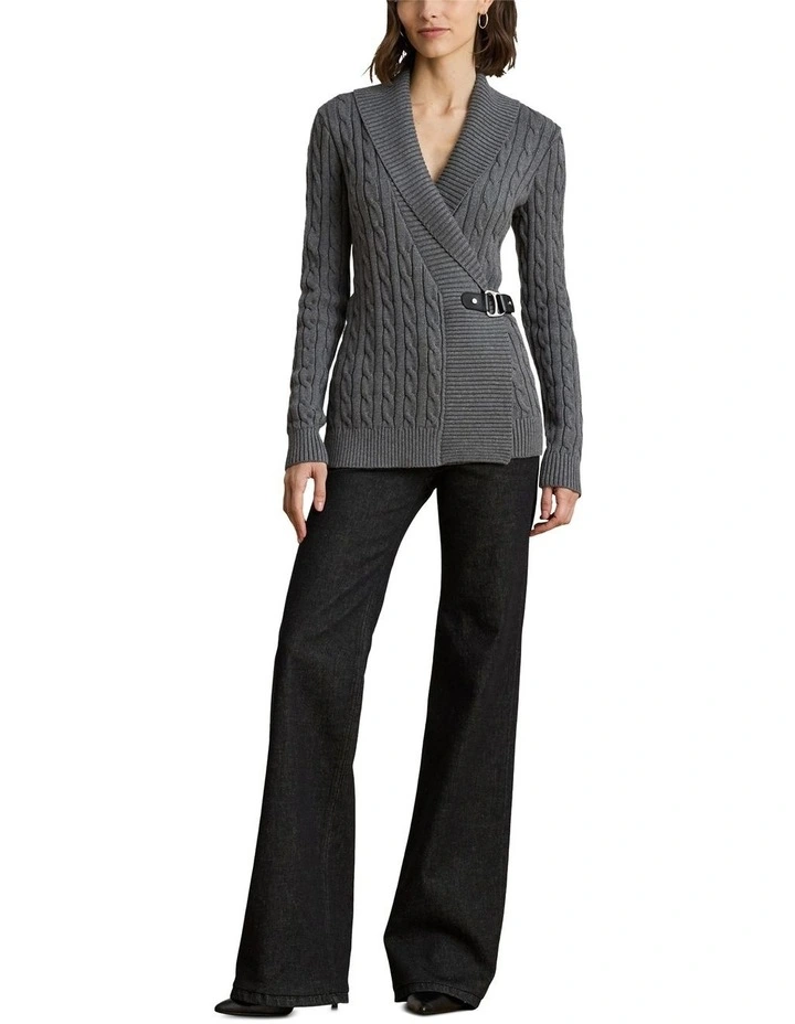 Buckle-Trim Cotton Sweater image 3