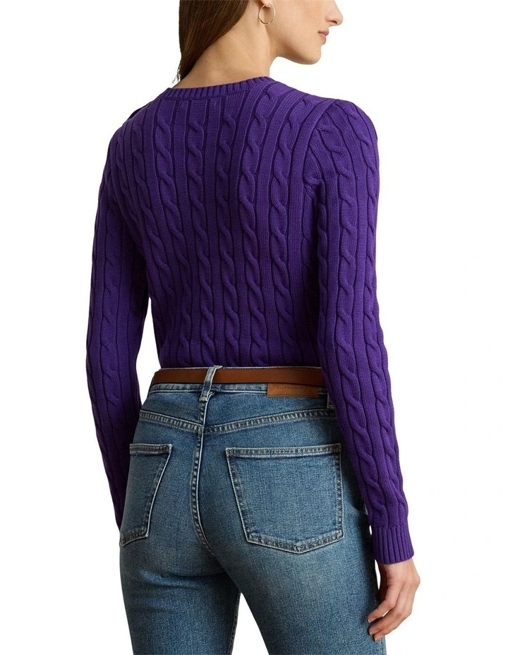 Button-Trim Cable-Knit Cotton Sweater image 2