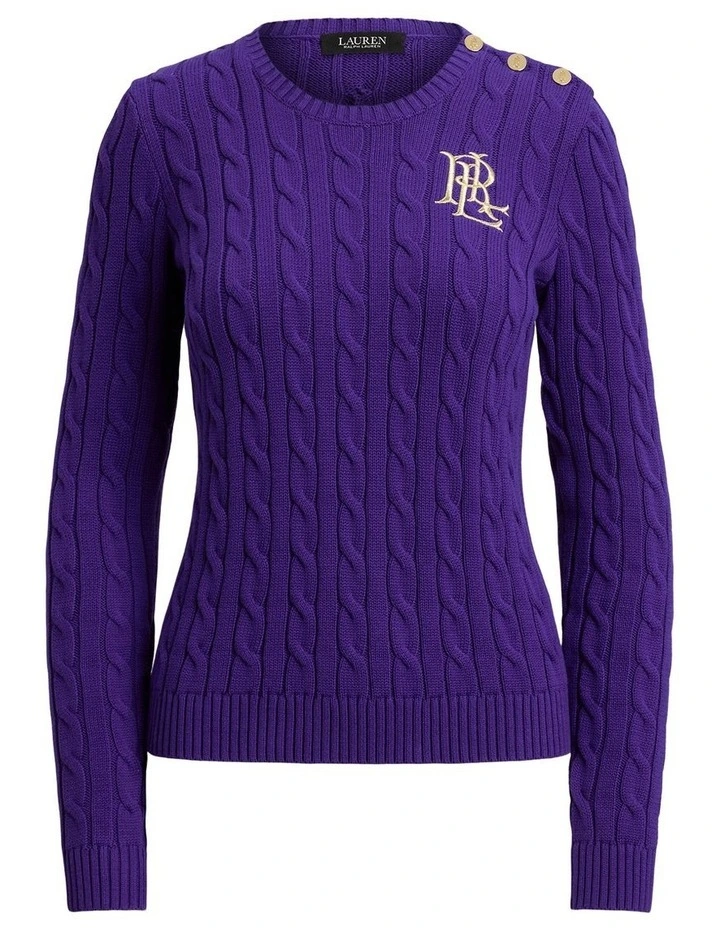 Button-Trim Cable-Knit Cotton Sweater image 4