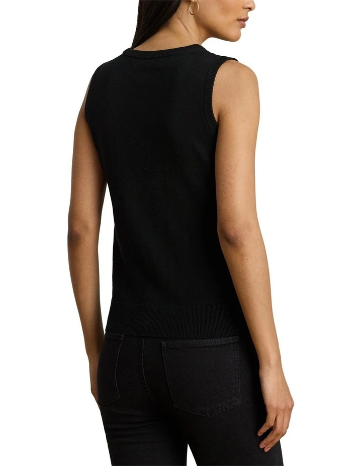 Belting-Print Sleeveless Sweater image 2