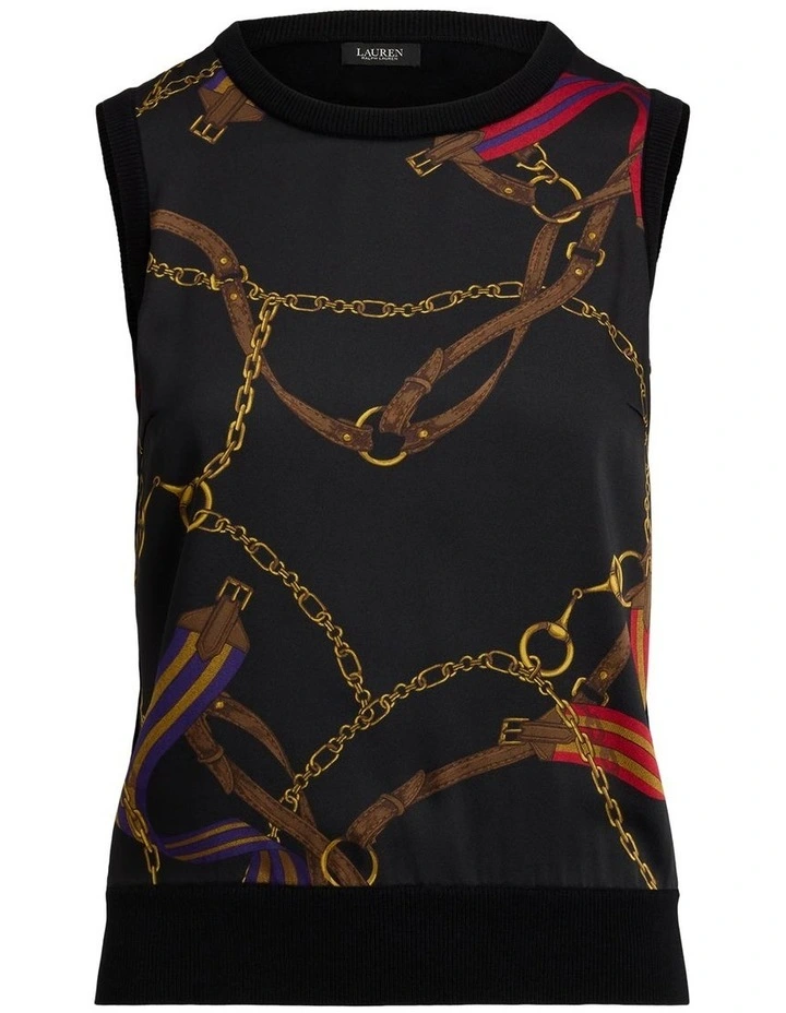 Belting-Print Sleeveless Sweater image 4