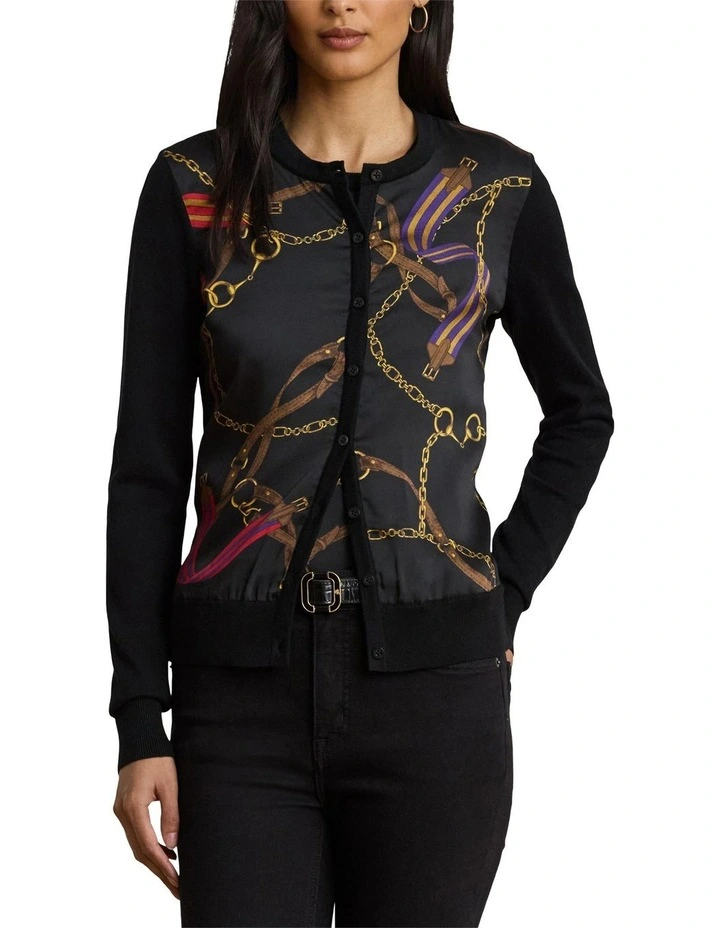 Belting-Print Cotton-Blend Cardigan image 1