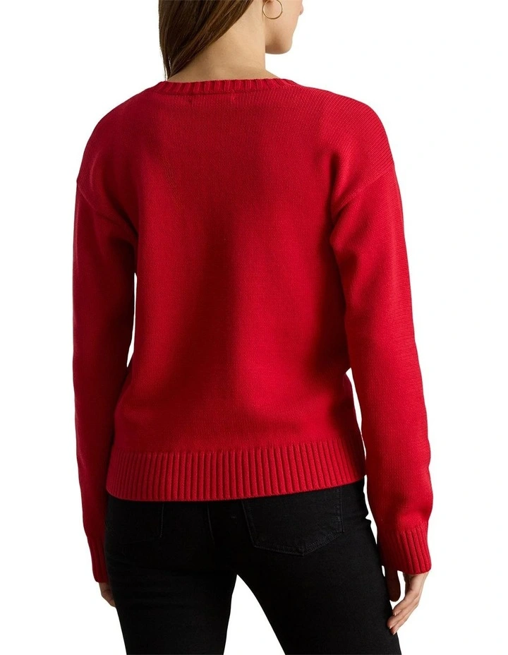 Intarsia-Knit Foxhound Cotton Sweater image 2