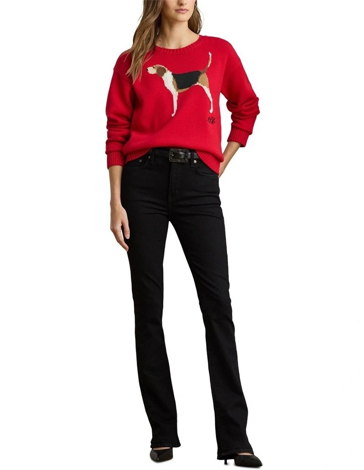 Intarsia-Knit Foxhound Cotton Sweater image 3