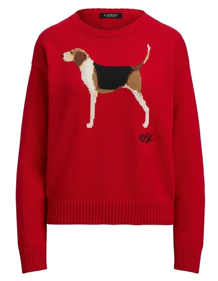 Intarsia-Knit Foxhound Cotton Sweater image 4