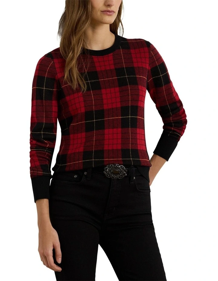 Plaid Cotton-Blend Sweater image 1