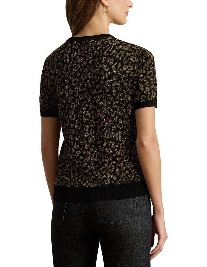 Metallic Ocelot Short-Sleeve Sweater image 2