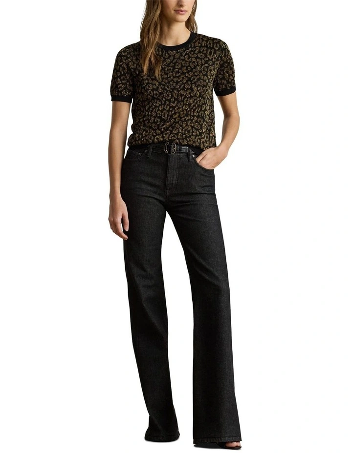 Metallic Ocelot Short-Sleeve Sweater image 3