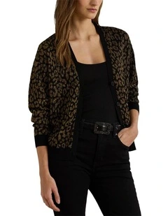 Metallic Ocelot Double-Knit Cardigan