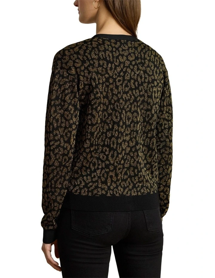 Metallic Ocelot Double-Knit Cardigan image 2