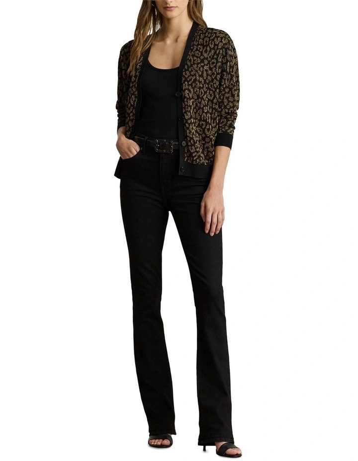 Metallic Ocelot Double-Knit Cardigan image 3