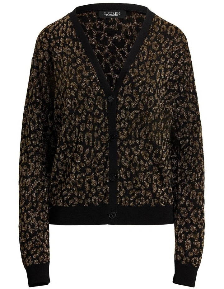 Metallic Ocelot Double-Knit Cardigan image 4
