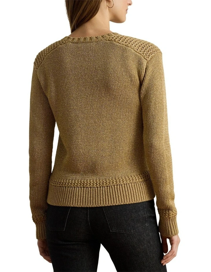 Metallic Cotton-Blend Crewneck Sweater image 2