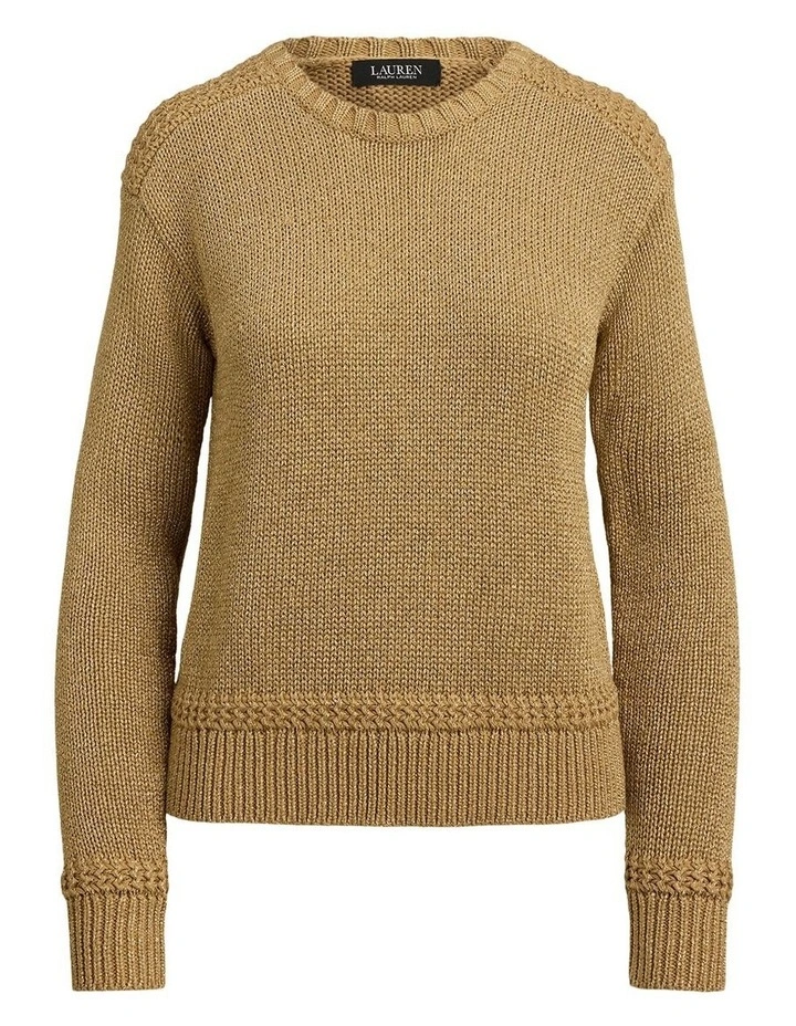 Metallic Cotton-Blend Crewneck Sweater image 4