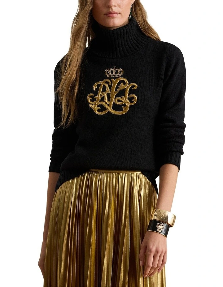 Embroidered-Logo Wool-Blend Turtleneck image 1