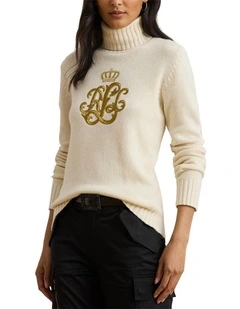 Embroidered-Logo Wool-Blend Turtleneck