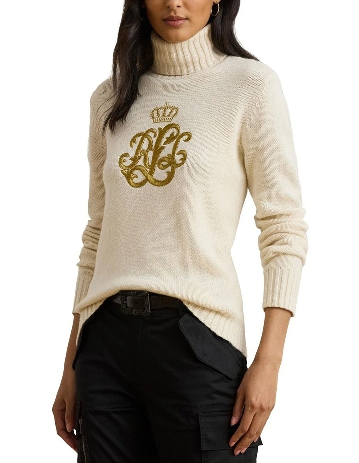 Embroidered-Logo Wool-Blend Turtleneck image 1