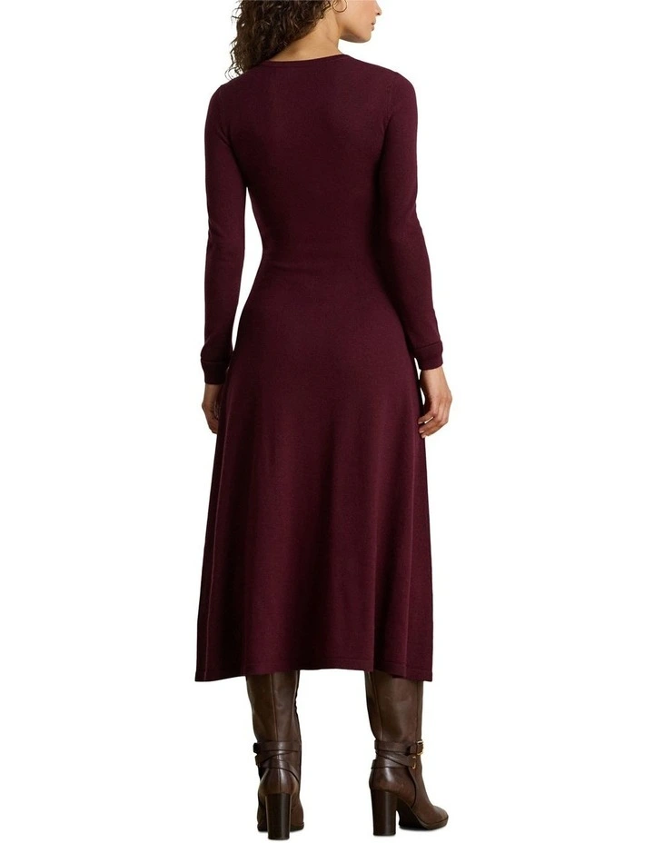 Wool Crewneck Sweater Dress in Red image 2