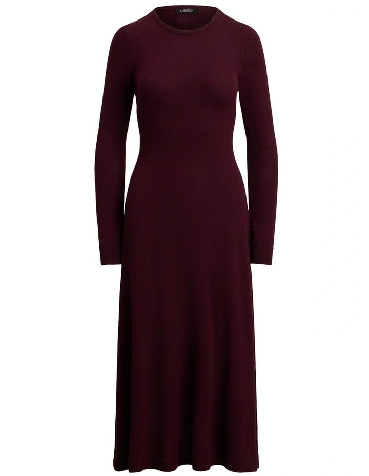 Wool Crewneck Sweater Dress in Red image 4