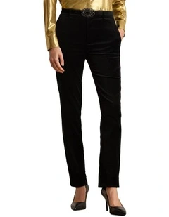 Stretch Velvet Cropped Pant in Black