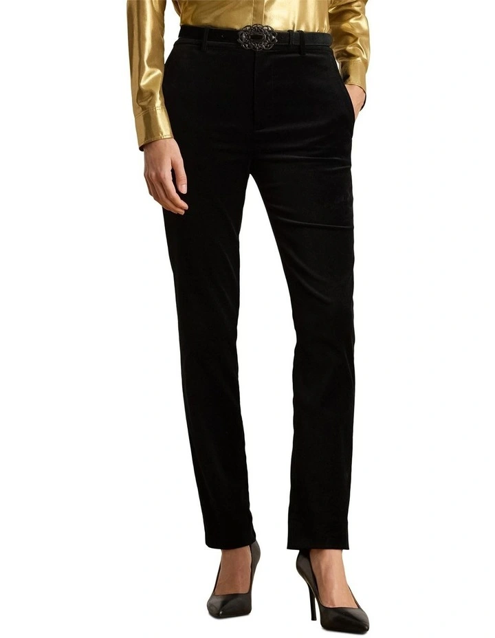 Stretch Velvet Cropped Pant in Black image 1
