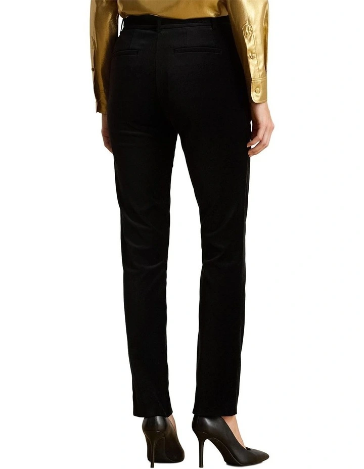 Stretch Velvet Cropped Pant in Black image 2