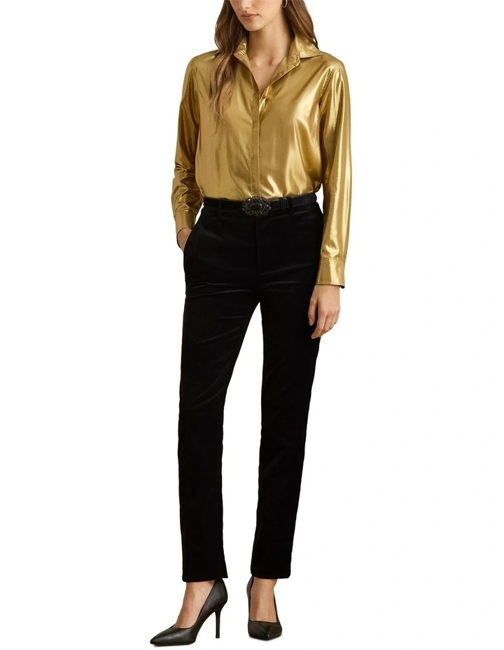 Stretch Velvet Cropped Pant in Black image 3