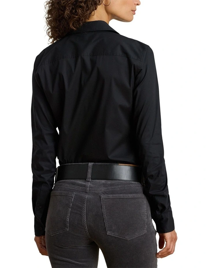 Classic Fit Logo Cotton-Blend Shirt in Black image 2