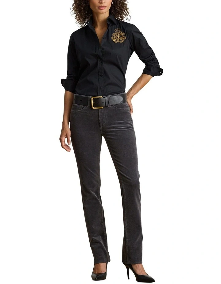 Classic Fit Logo Cotton-Blend Shirt in Black image 3