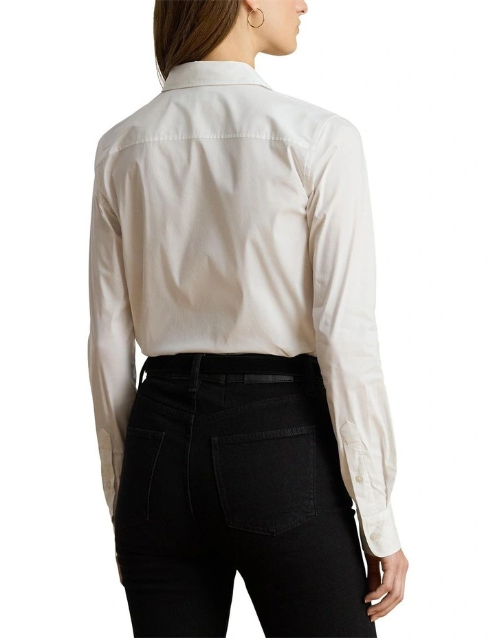 Classic Fit Logo Cotton-Blend Shirt in White image 2