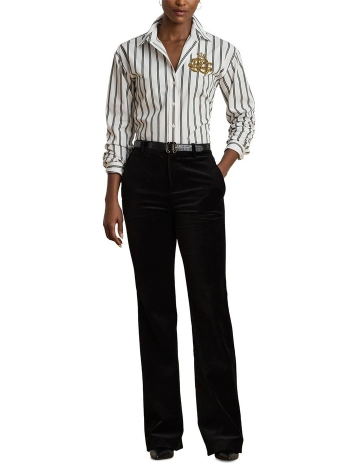 Relaxed Fit Striped Cotton Shirt in White image 3