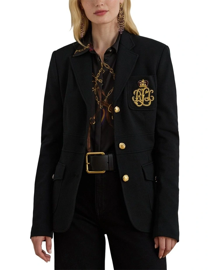 Bullion Double-Knit Jacquard Blazer in Black image 1