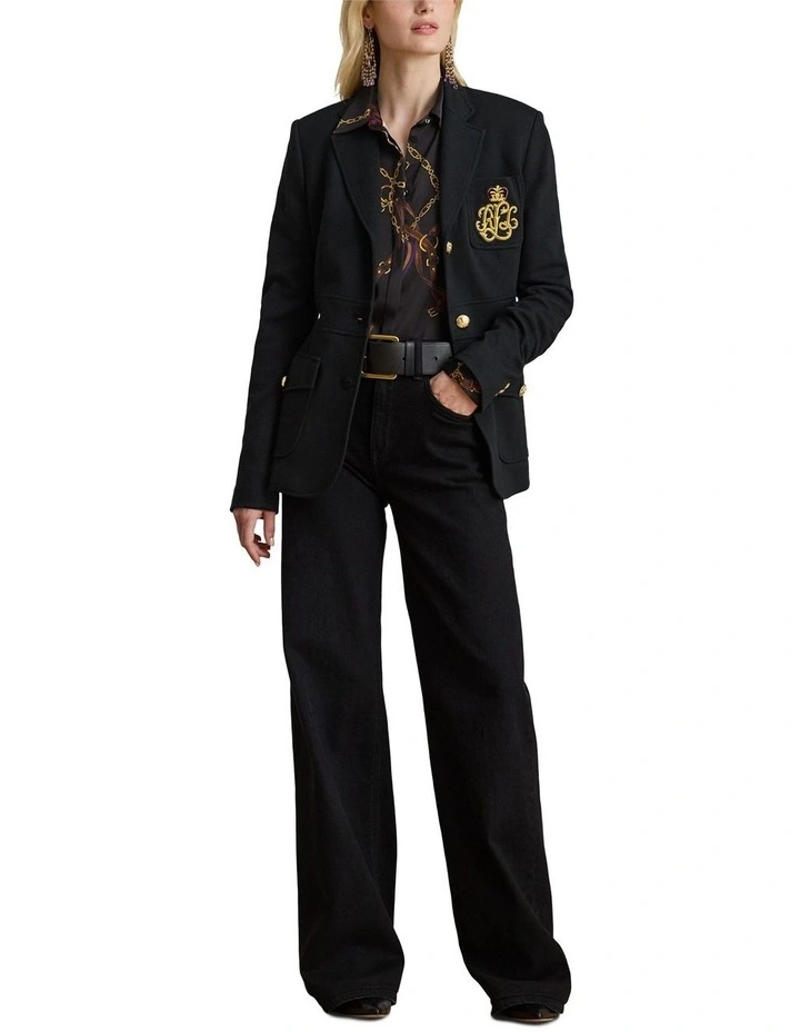 Bullion Double-Knit Jacquard Blazer in Black image 3