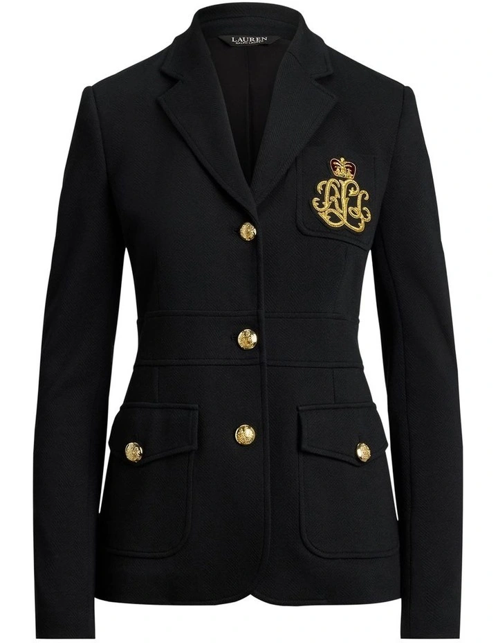 Bullion Double-Knit Jacquard Blazer in Black image 4