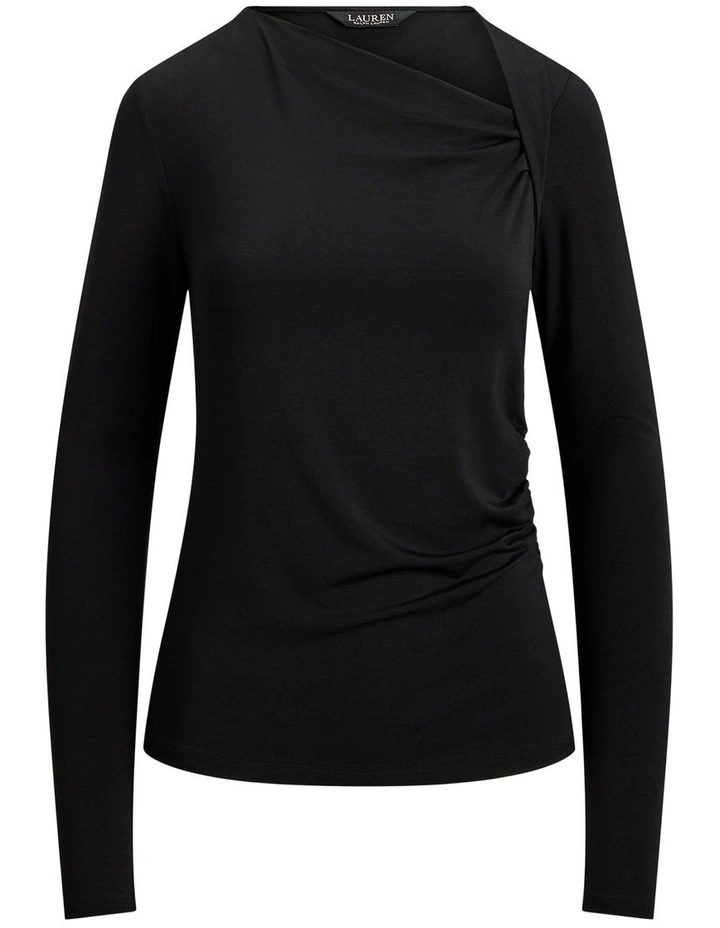 Stretch Jersey Asymmetrical Top in Black image 4