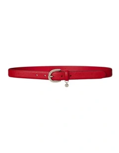 Charm Crosshatch Leather Belt in Red