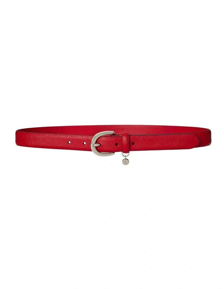 Charm Crosshatch Leather Belt in Red image 1