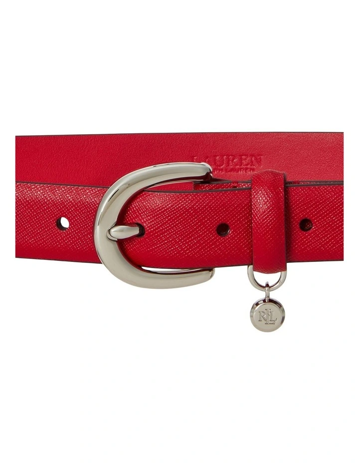 Charm Crosshatch Leather Belt in Red image 2