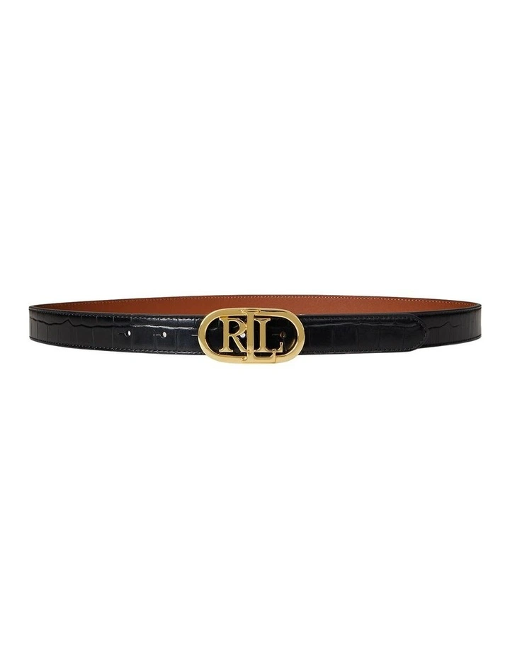 Logo Reversible Embossed Skinny Belt in Multi image 1