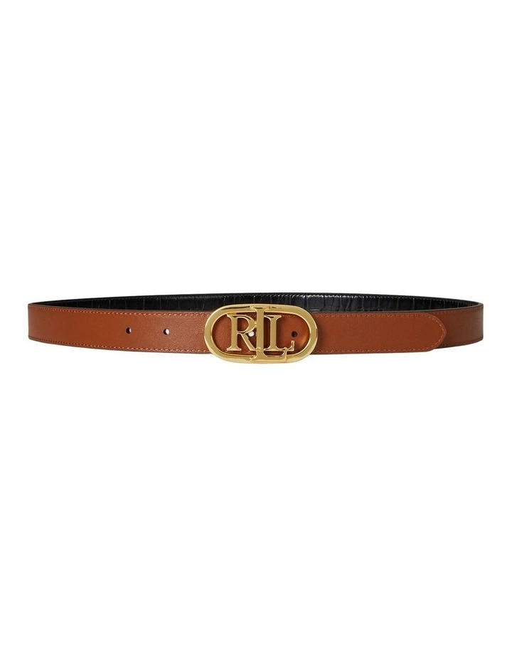 Logo Reversible Embossed Skinny Belt in Multi image 2