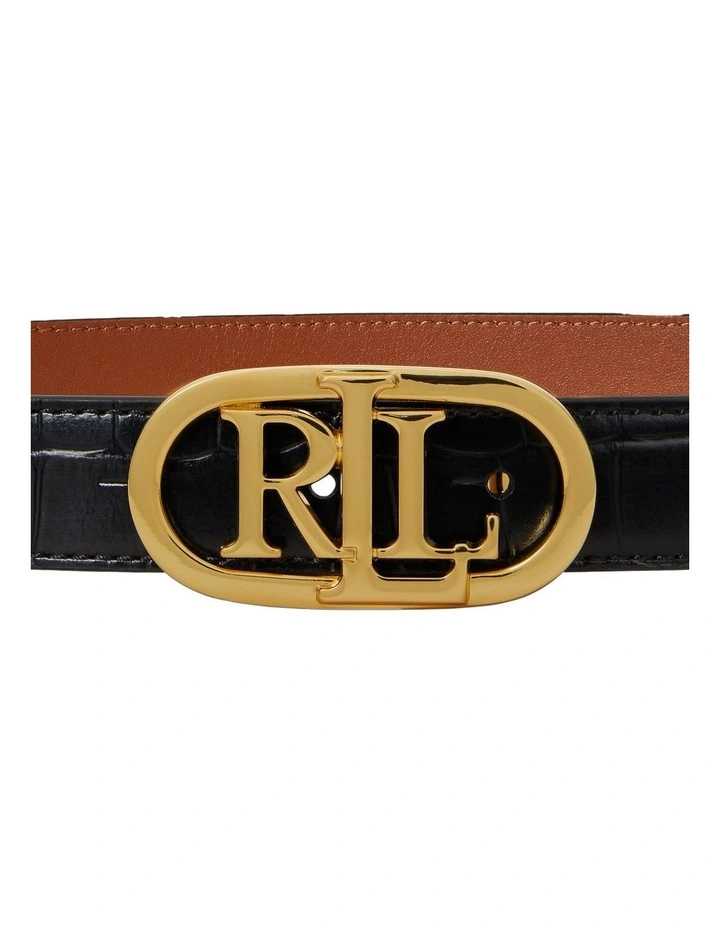 Logo Reversible Embossed Skinny Belt in Multi image 3