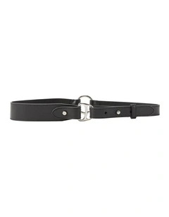 Equestrian D-Ring Leather Belt in Black