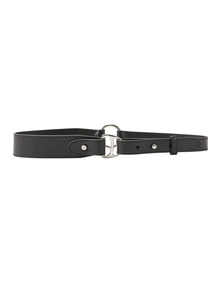 Equestrian D-Ring Leather Belt in Black image 1