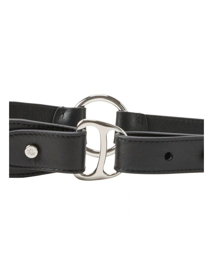 Equestrian D-Ring Leather Belt in Black image 2