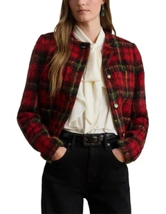 Plaid Mohair Cropped Jacket in Multi