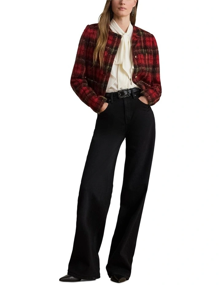 Plaid Mohair Cropped Jacket in Multi image 3