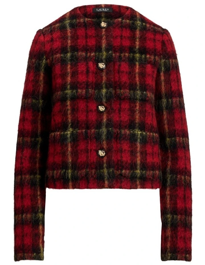 Plaid Mohair Cropped Jacket in Multi image 4